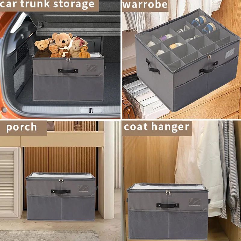 Storage shoe box fabric foldable shoe storage compartment dustproof and moisture-proof zipper transparent cover