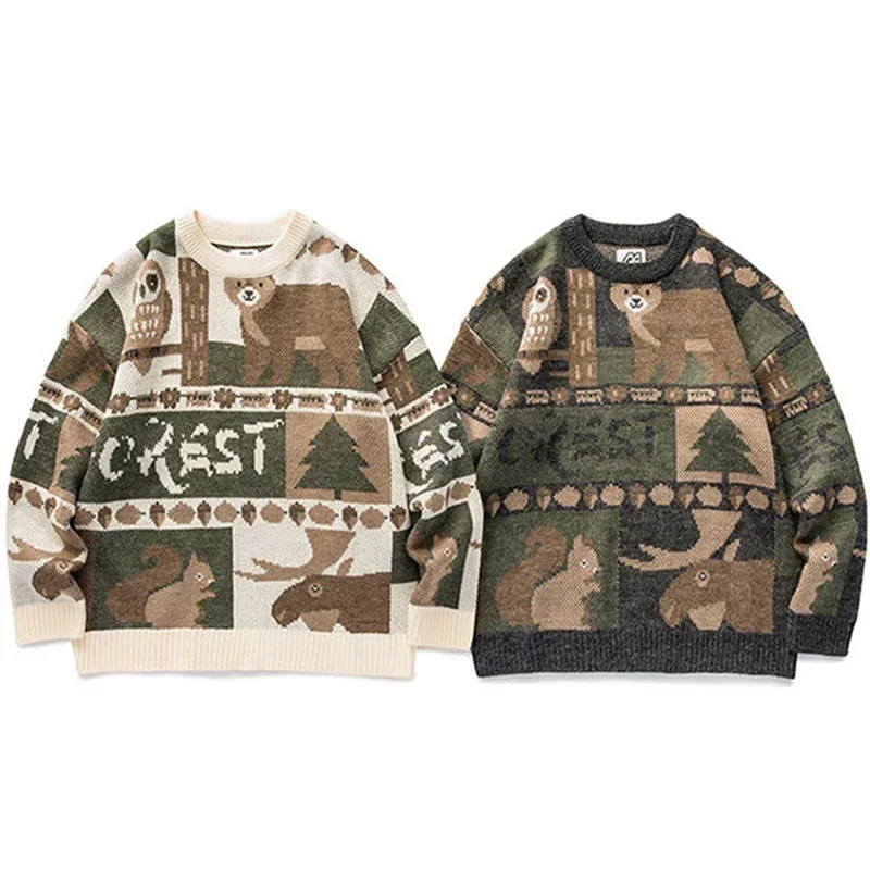 Y2k-suéter Vintage de invierno para hombre y mujer, suéter de punto con bonito oso japonés, ropa de calle Harajuku de Hip Hop, Tops