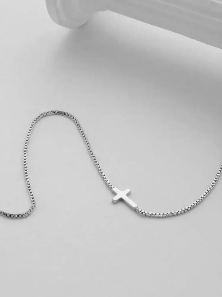 DGIDDK Edelstahl Mini Kreuz Anhänger Halskette Gold Wasserdicht Sexy Schlüsselbein Kette Halskette Anti-Allergie Weiblichen Schmuck