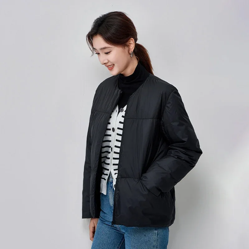 Manteau en duvet de canard blanc léger pour femme, veste en duvet de canard, vêtements d'extérieur chauds, simple, solide, document, automne, hiver, nouveau, 2024