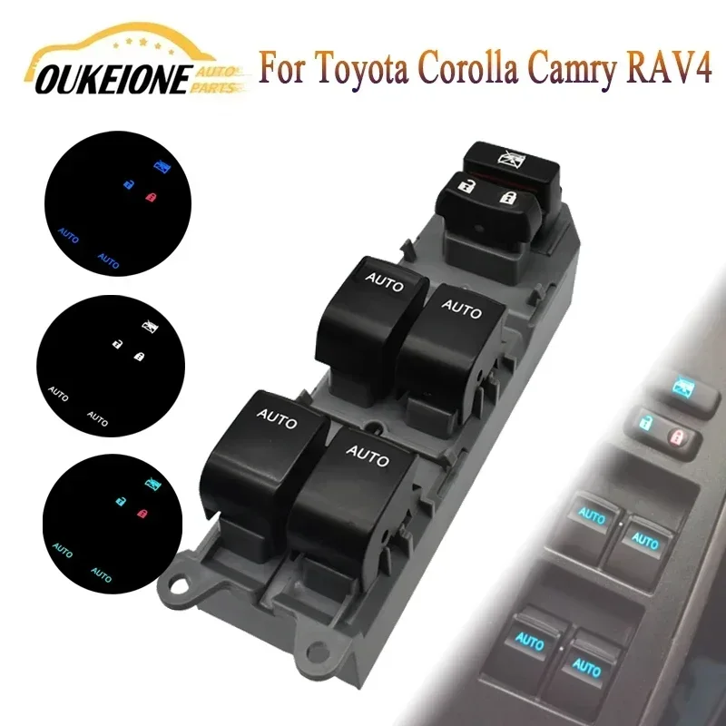 For Toyota Corolla Camry RAV4 Highlander Vios Electric Window Control Switch 4 Auto Button with Backlight Accessories Parts