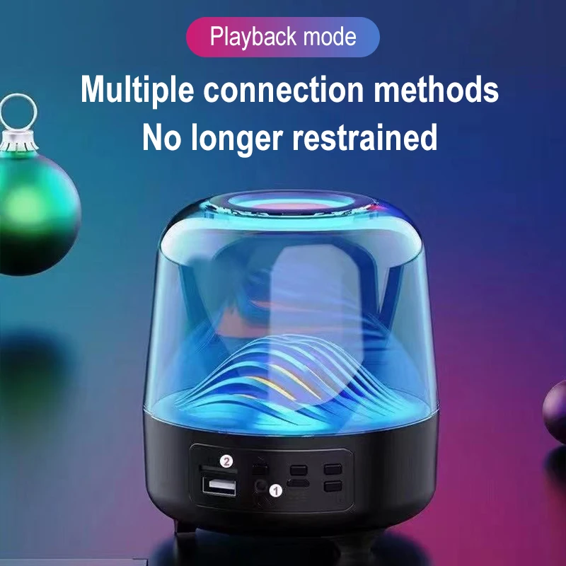TWS 페어링 기능을 갖춘 LED 멀티컬러 주변 스피커 – 크리스마스 장식을 위한 TF 카드 슬롯이 있는 휴대용 Bluetooth 사운드 시스템