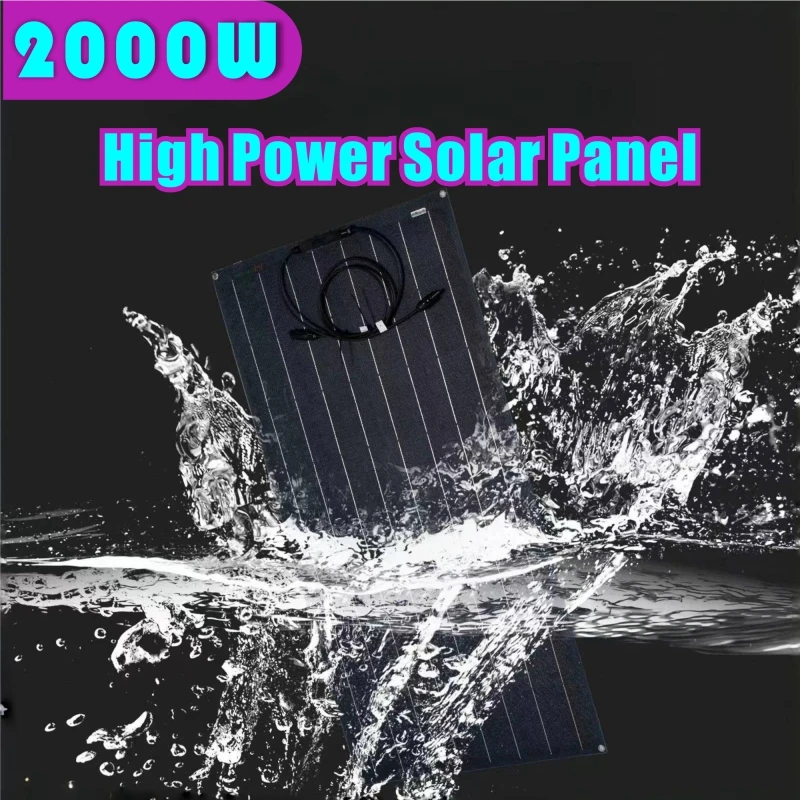 2000W Camping Solar Panel High Efficiency Solar Portable Power Bank 1000W Flexible Charging Outdoor Solar Cells For Home/Camping