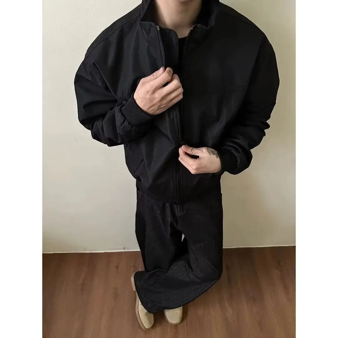 

Мужская ветровка в американском ретро-стиле с воротником-стойкой, осенне-зимняя, повседневная, свободного кроя, на молнии, рабочая одежда, для активного отдыха...