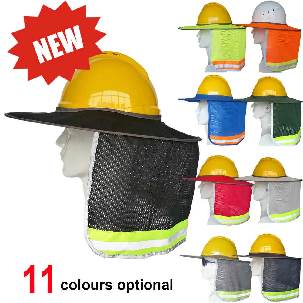 Safety Hard Hat Sun Shade Neck Protection High Visibility Sun Neck Shield Full Brim Mesh Outdoor Construction Men