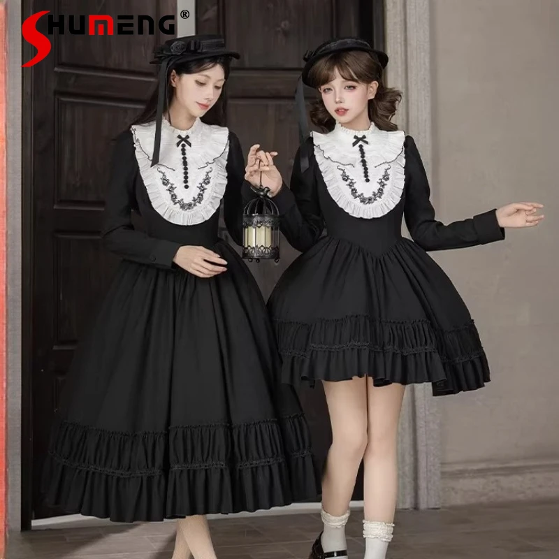 

Classic Square-neck OP Embroidered Faux-collar Twin Lolita Dress Spring 2026 Elegant Long-sleeved Slim-fit High-waisted Dresses