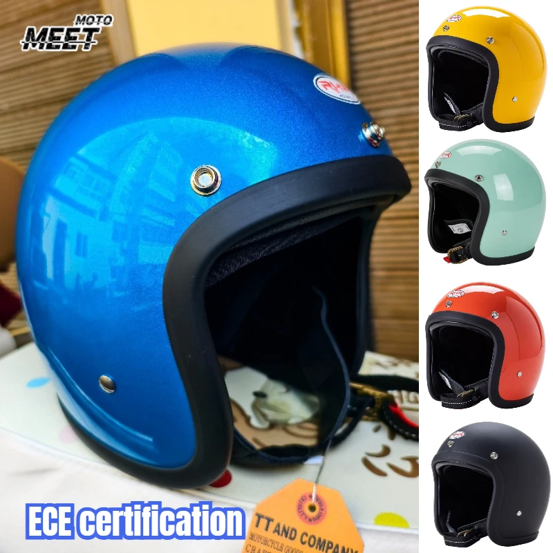 

Japanese Korea Style Open Face Motorcycle Helmet Vintage 500TX FiberGlass Retro Scooter Riding 3/4 Jet Casco Moto Capacete