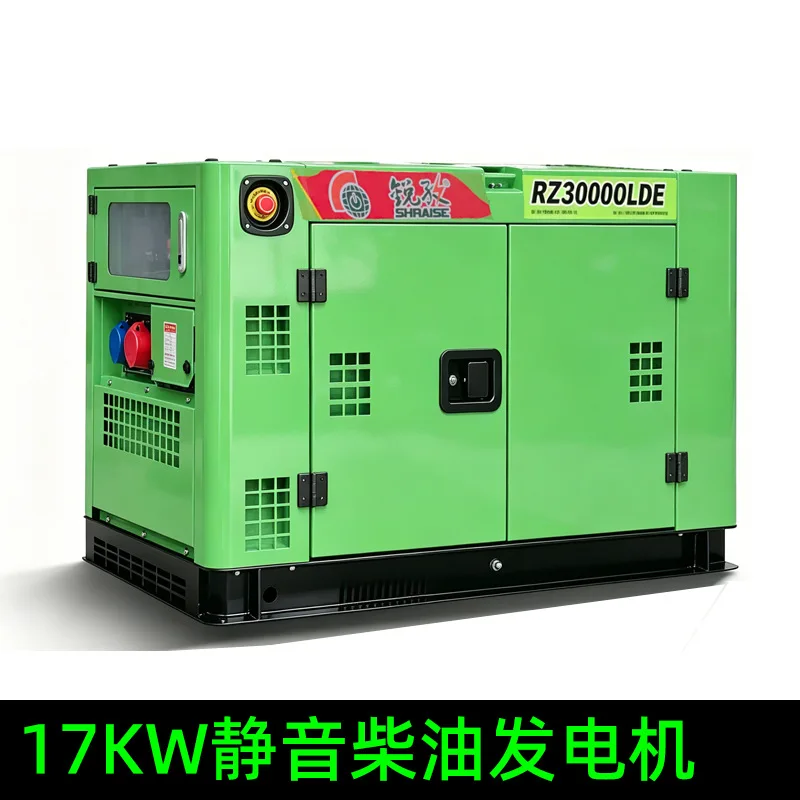 Silent Diesel Generator 17KW, 4-Wheel Portable V-Twin Electric Start for Construction Farm Emergency Power Supply