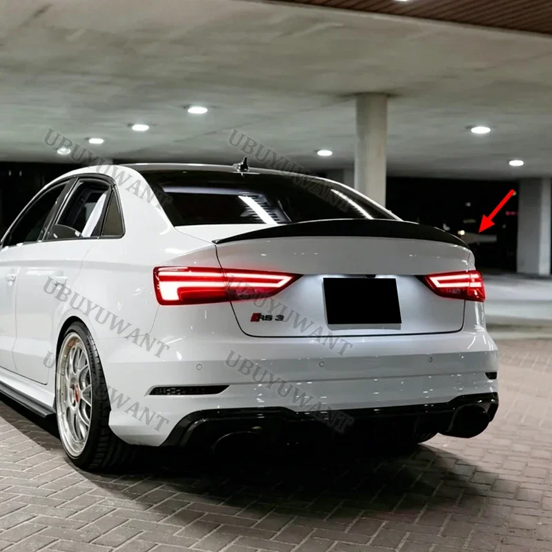 For AUDI A3 S3 RS3 8V Limousine Sedan HK Style 2013-2020 High-Kick Rear Deck Spoiler Lid Tail Fin Carbon Fiber view 6