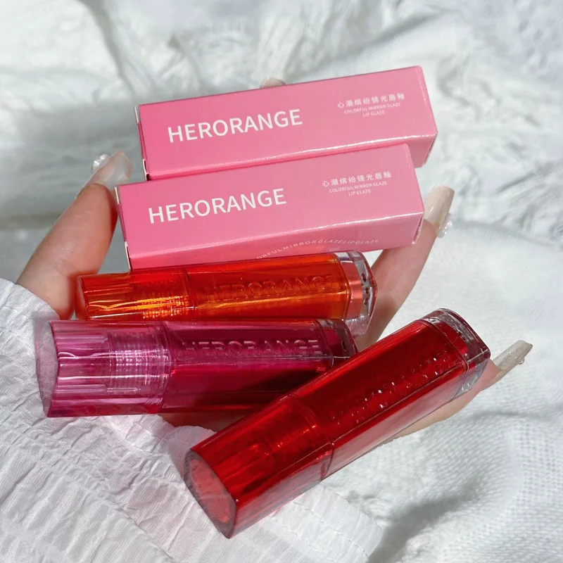 HERORANGE Colorful Mirror Lip Glaze Long-lasting Color, not Easy to Stick to Cup Lipstick, Film-forming Lip Gloss