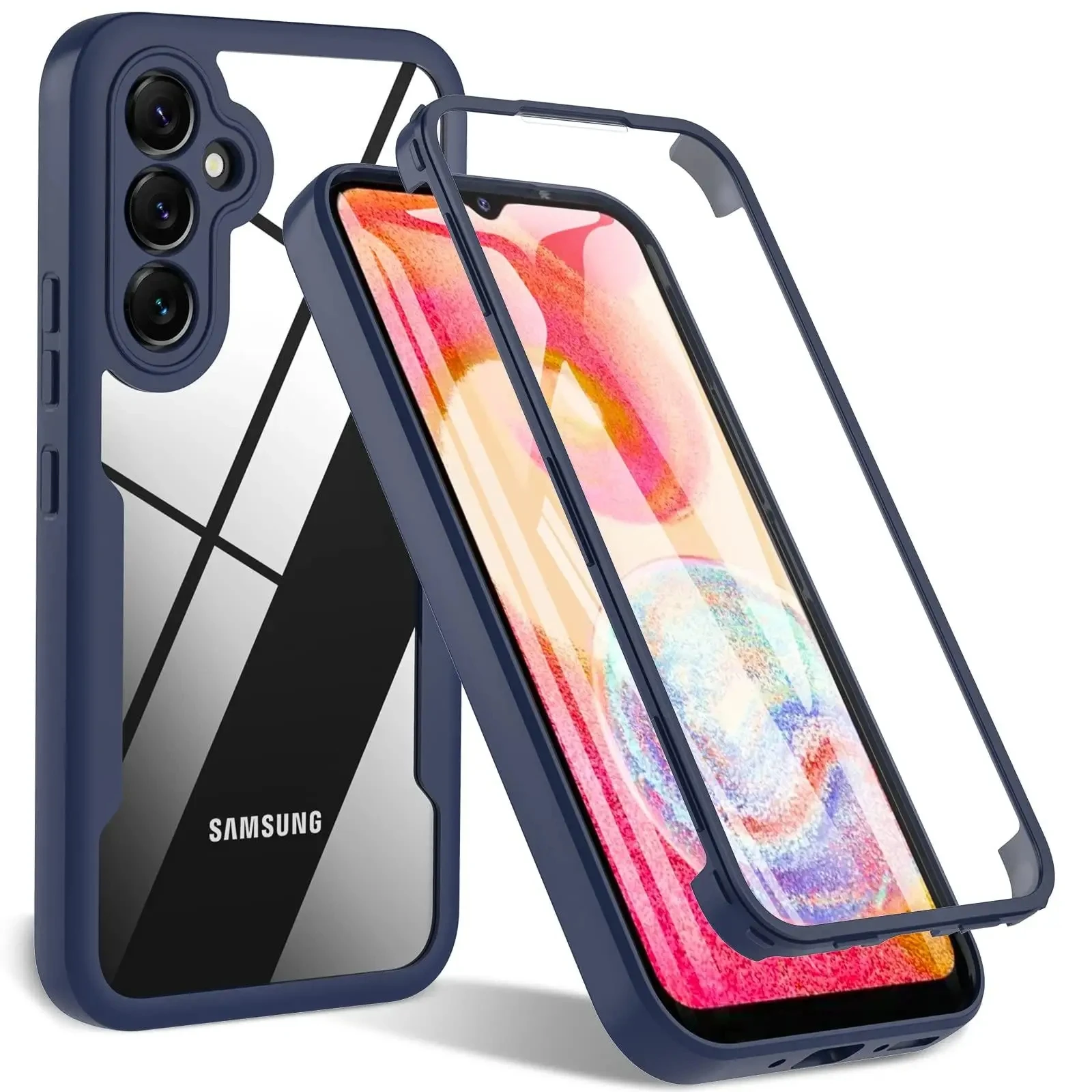 Case For Samsung Galaxy A55 A35 A25 A15 5G A05S A52 A14 A24 A34 A54 A72 A53 A33 5G 360 Degree Full Protect Liquid Silicone Cover