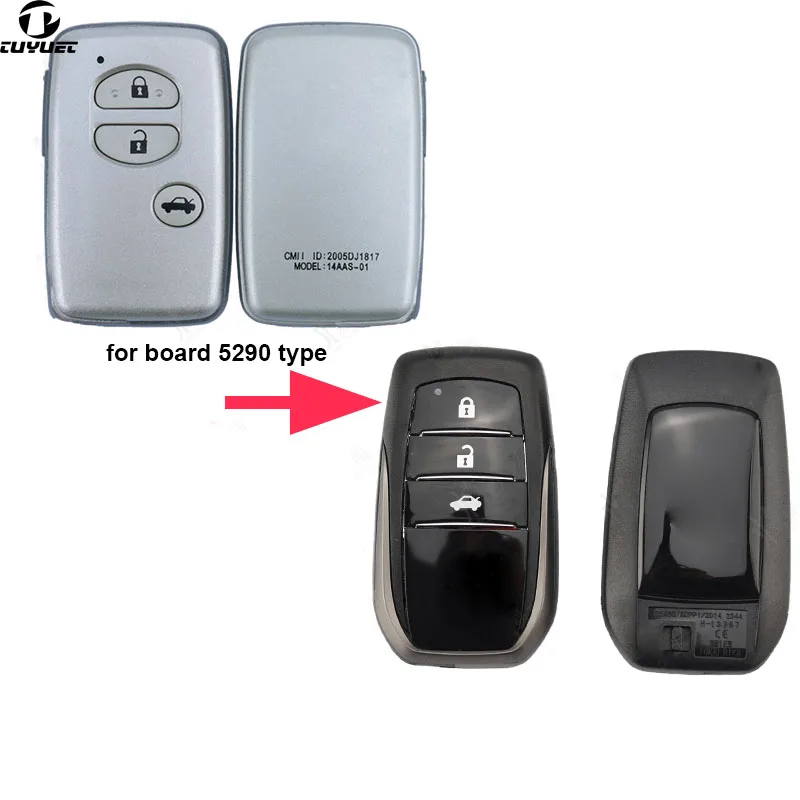 Updated Smart Remote Key Shell for Toyota Crown Reiz Camry (Board 5290) Modified Smart Key Blanks With Emergency Key Blade