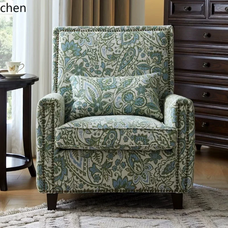 

ZML small apartment sofa chair leisure single chair fabric sofa living room bedroom study retro chair