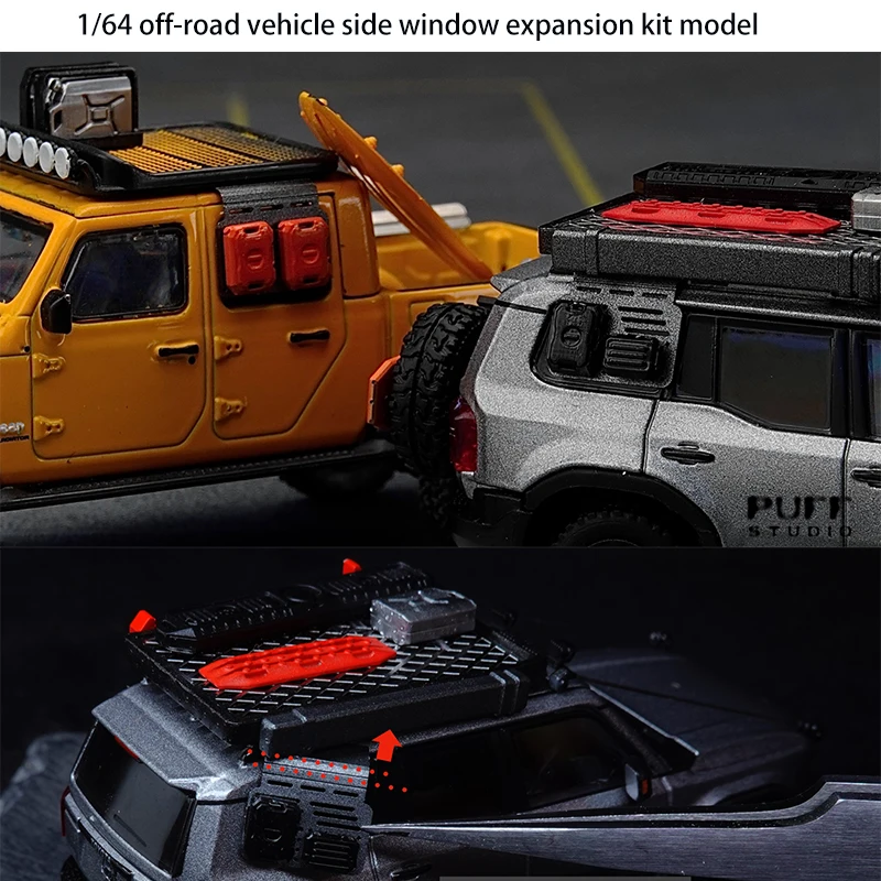 PuffStudio 1:64 Simulation Off-road Vehicle Side Window Expansion Kit Resin Material Suitable for 1/64 Car Model