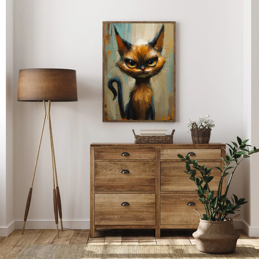 Funny Animals Vintage Painting Poster Canvas Prints Animals Cartoon Aesthetic Wall Decor Kids Room Wall Art Funny Cat Dog Decor