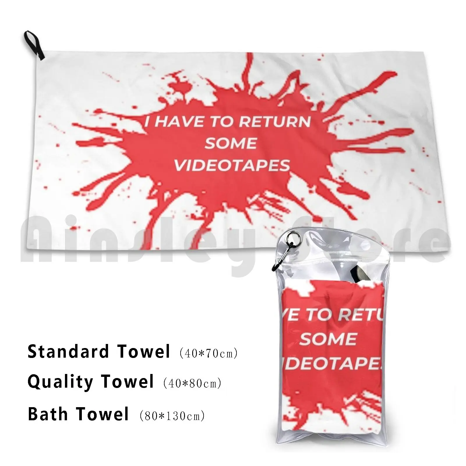 I Have To Return Some Videotapes / Bateman Funny Quote Bath Towel Beach Cushion Funny Bateman Blood Movie Yuppie