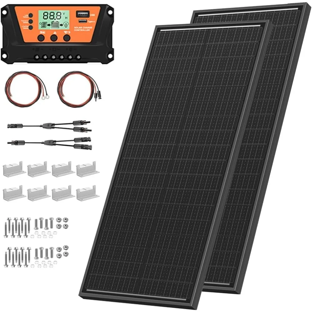 

Комплект солнечной панели мощностью 200 Вт, 12 В/24 В (2 шт. 100 Вт), монокристаллический контроллер заряда 30 А, 25% высокоэффективный фотоэлектрический модуль для автофургонов, на крыше