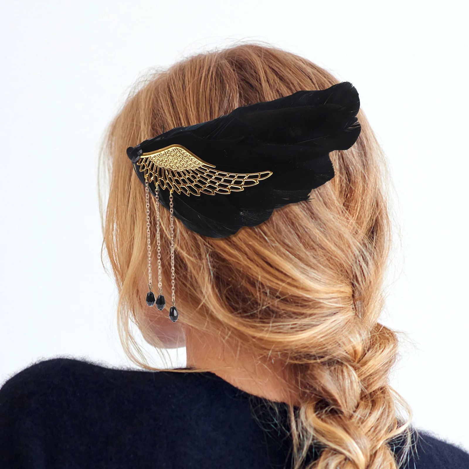 

Angel Hairband Black Plume Wing Clips for Women Girls Wedding Bride Hair Accessories Tassel Hair Clips Reusable