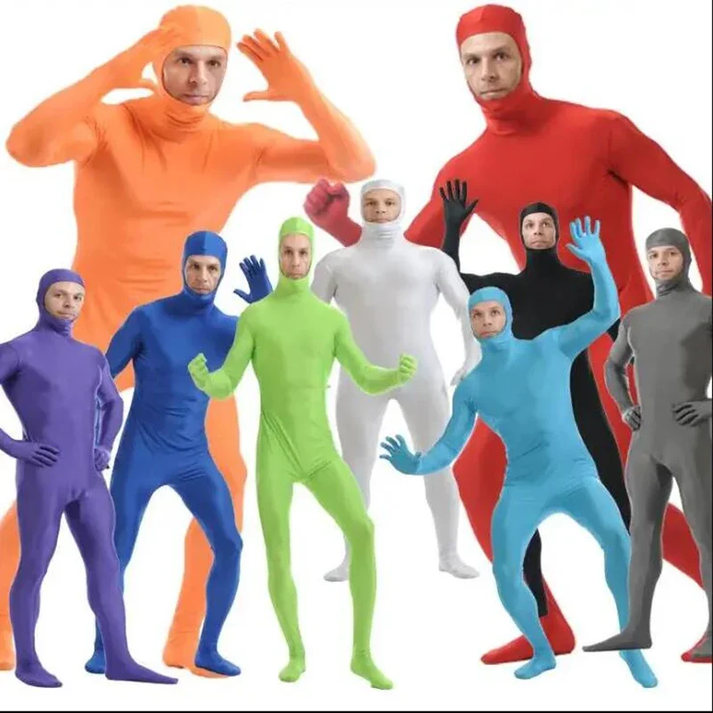 Zentai novo adulto terno de corpo inteiro para o dia das bruxas homens segunda pele compressão apertada náilon elastano bodysuit trajes cosplay