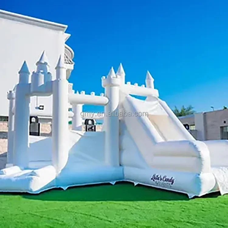 3 in 1 bounce house with slide pink wedding bouncy castle inflatable bouncer with blower for sale