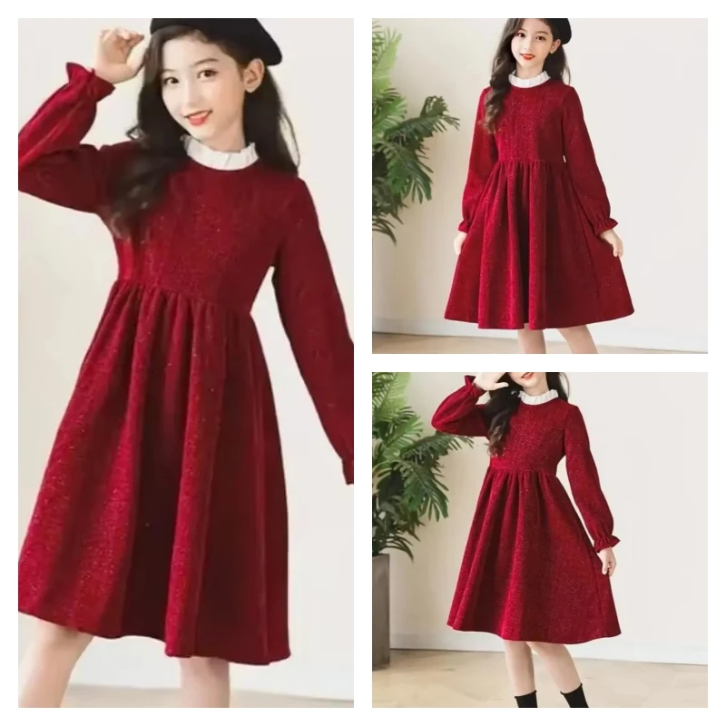 

Популярные кавайные модные топы для девочек, платье для студентов, осень-зима, повседневный пуловер с круглым вырезом и рисунком, платье принцессы, детская одежда