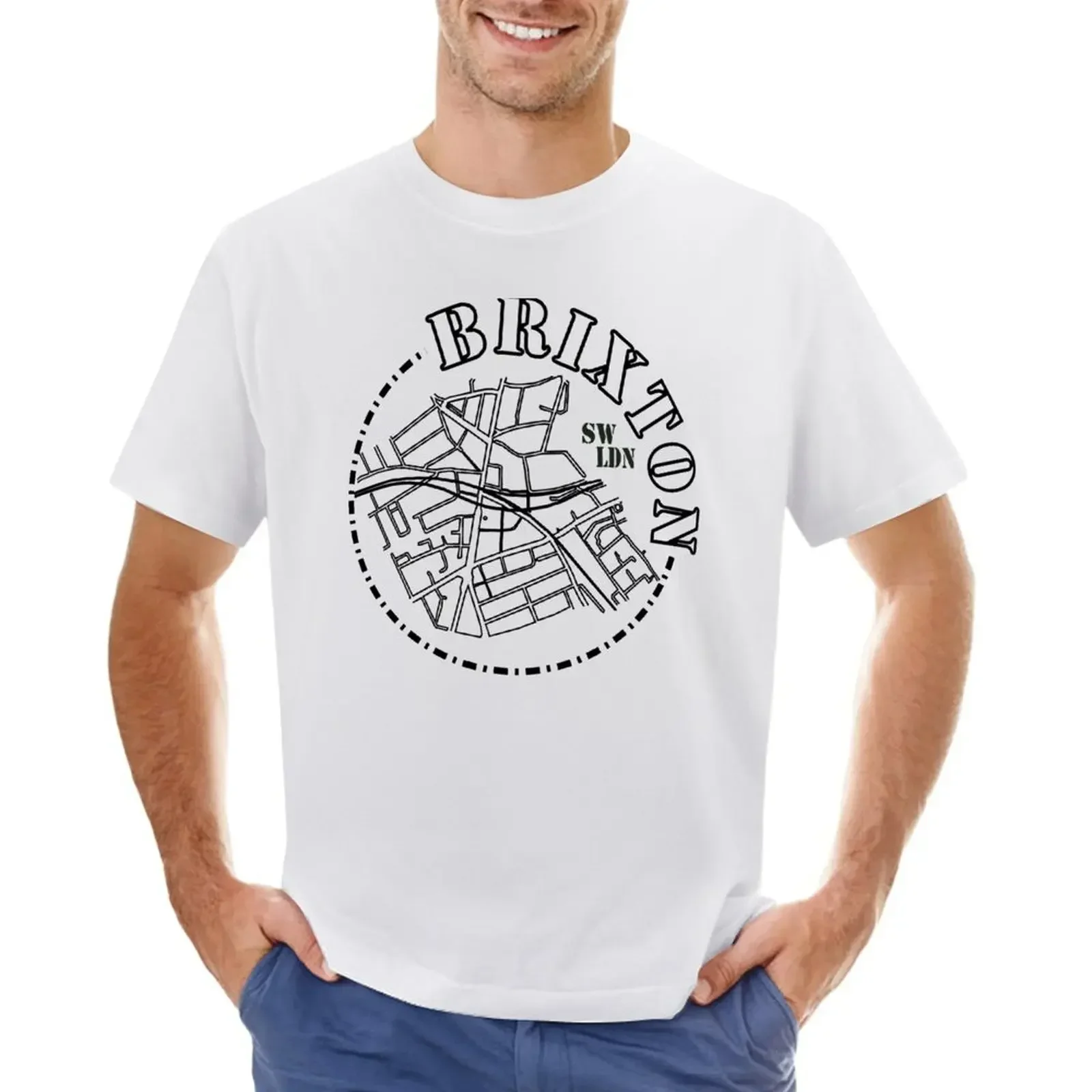 Brixton London Street Sketch T-shirt anime plus sizes Short sleeve tee men