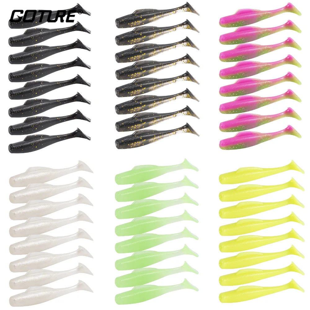 

Goture Fishing Soft T Tail Lures Set Topwater Minnow Fishing Lures for Bass Big Tail Мягкие приманки для креветок для морской пресной воды