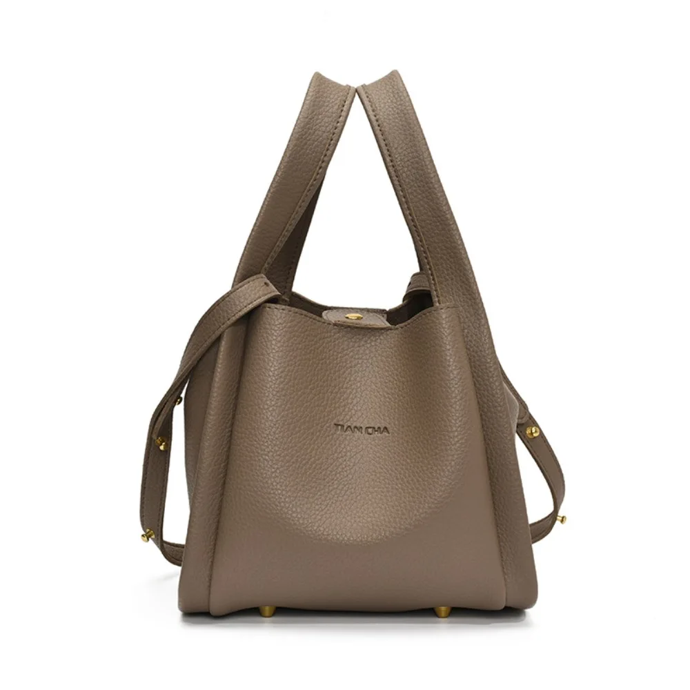 

Сплошной цвет, винтажная сумка-корзина с внутренней сумкой, корейский стиль, сумка-ведро из искусственной кожи, большая вместительная посылка для мамы и ребенка