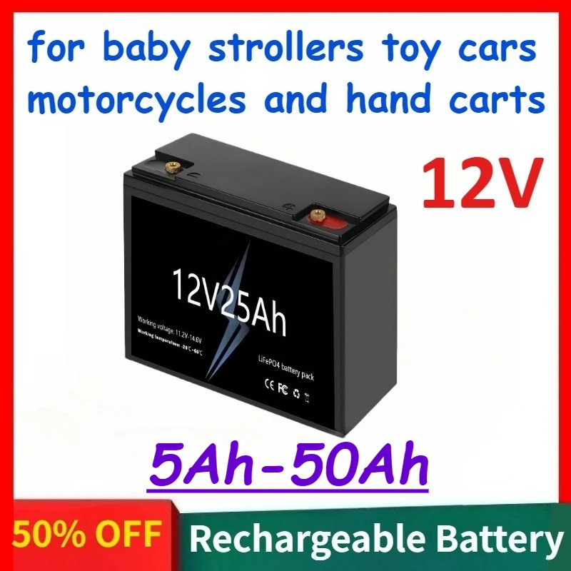 

12V 50Ah-20Ah LiFePO4 Lithium-ion Battery for Baby Strollers Toy Cars Motorcycles and Hand Carts Rechargeable Batteries