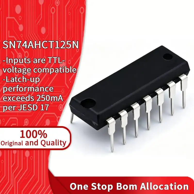 SN74AHCT125N Quad Bus Buffer Gate Line Driver 3-State Output 5V VCC Logic Level Shifter for Signal Amplifier MCU STM32 Chip IC