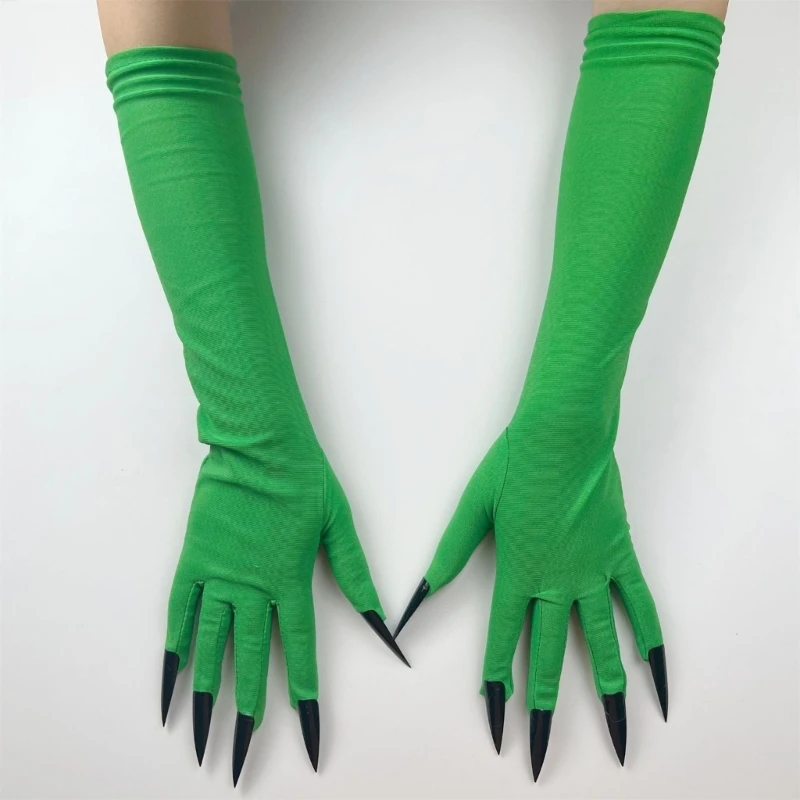 Fingernails Full Finger Gloves with Long Nails for Halloween Costume Props Fingernails Gloves Long Nails