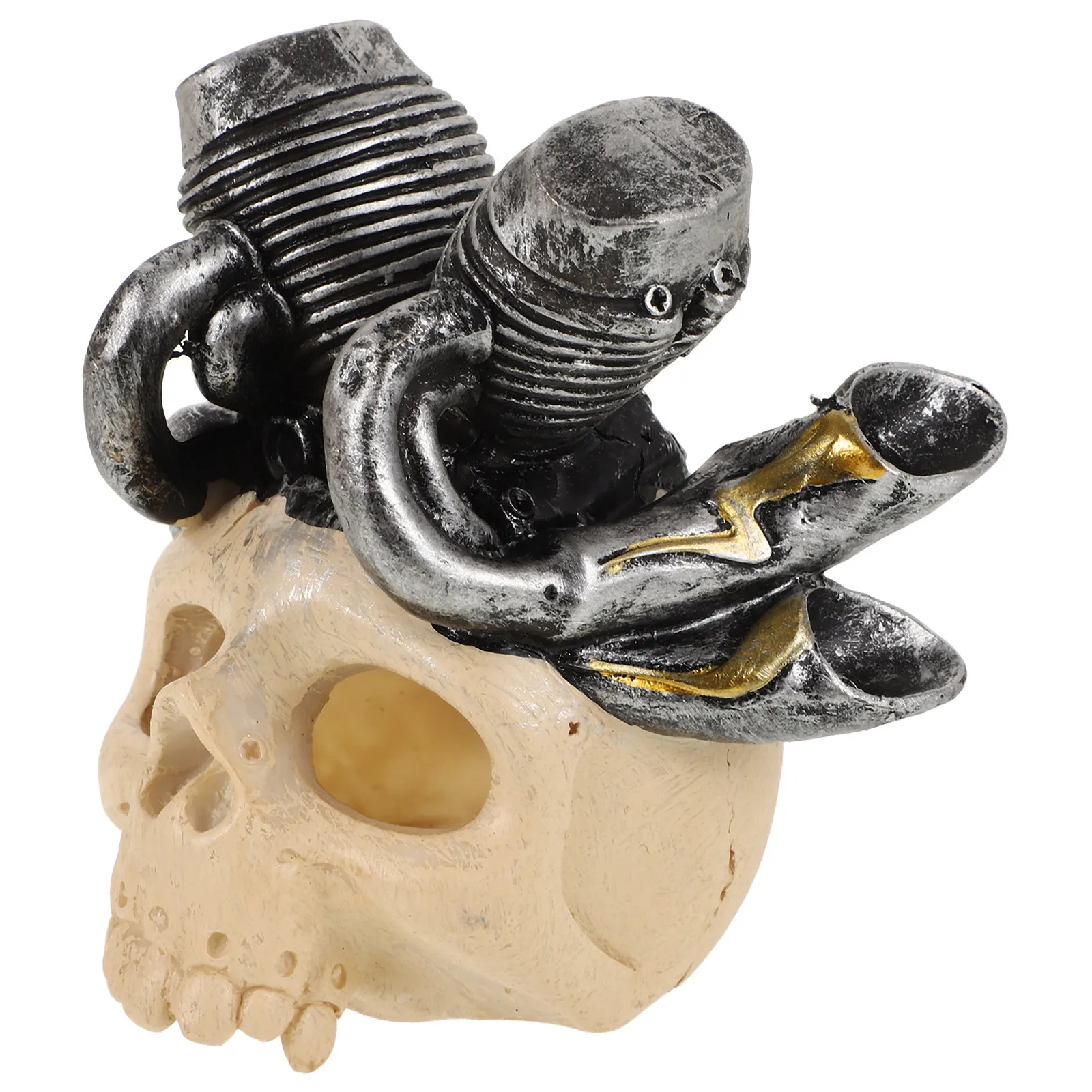 Aquarium Skull Decoration Resin Fish Tank Cave Ornament for Betta Shrimp Reptiles Tortoise Habitat Natural Looking Underwater