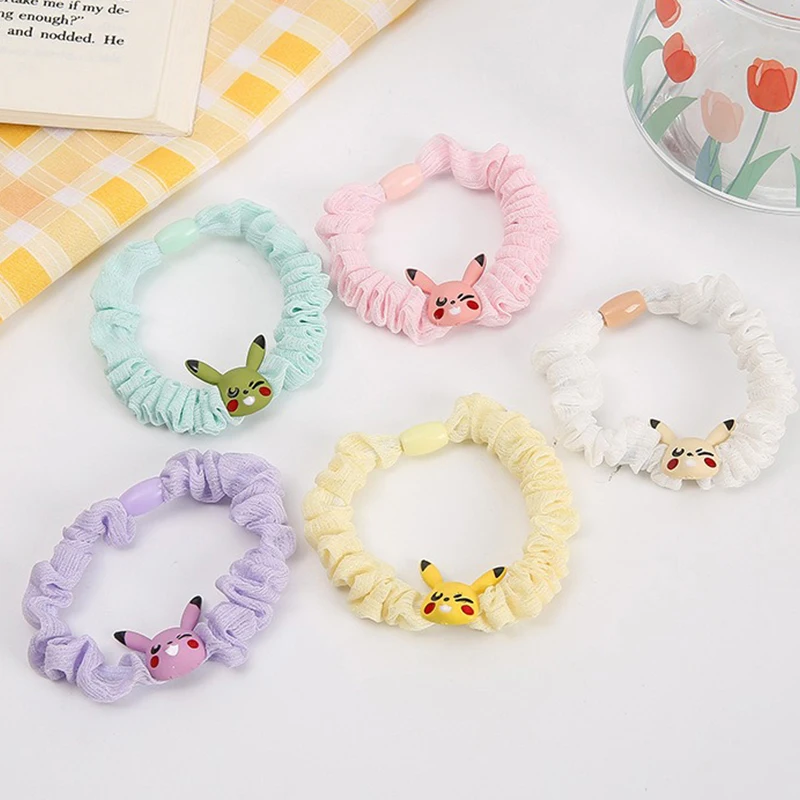 

Pokemon Pikachu Kawaii Cartoon Head Rope Creative Animation Figure Hair Circle Small Fresh Hair Accessories Children Like Gifts