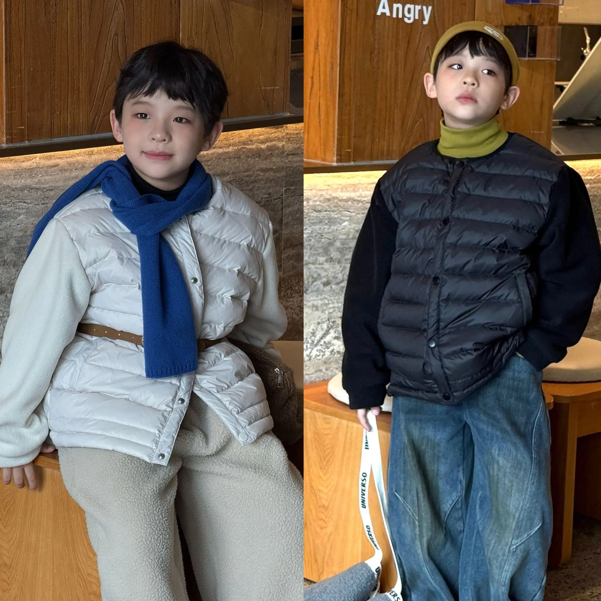 Autumn Winter New Boys Solid Color Simple Versatile Down Jacket Children Clothing Fashionable Casual and Warm Down Jacket