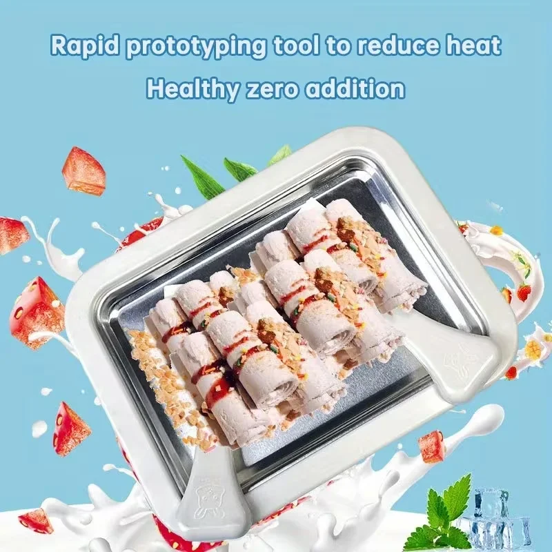 Ice Cream Maker Pan Multifunctional with 2 Scrapers Ice Cream Maker Plate DIY Cold Sweet Fried Food Plate Rolled Ice Cream Maker