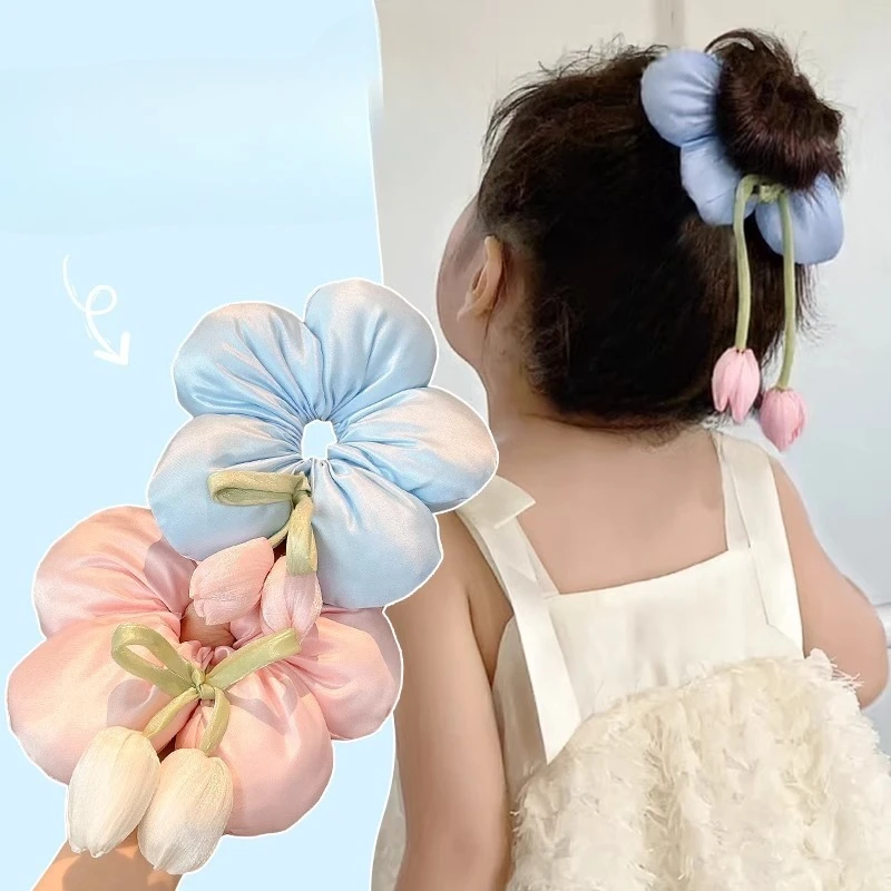 

Sponge Tulip Flowers Hairbands Elastic Flower Rubber Bands Hair Ropes Women Barrettes Korean Headwear Girls Sweet Accessories