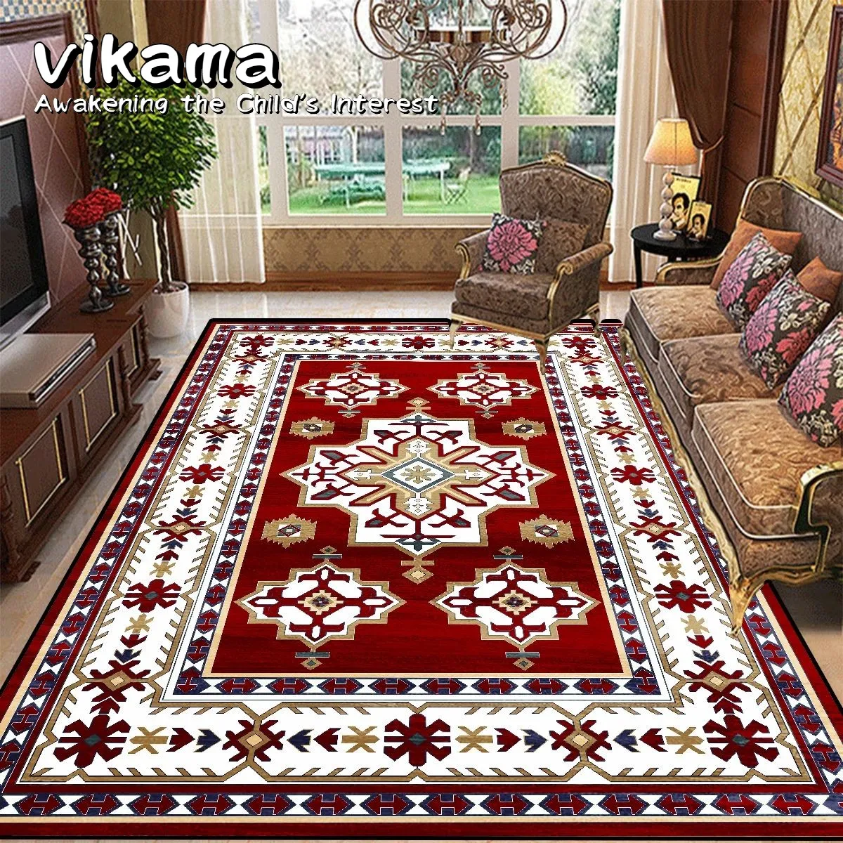 

VIKAMA Vintage Persian Rugs for Luxury Villas and Modern Living Rooms Oversized Rugs Home Decor Mats