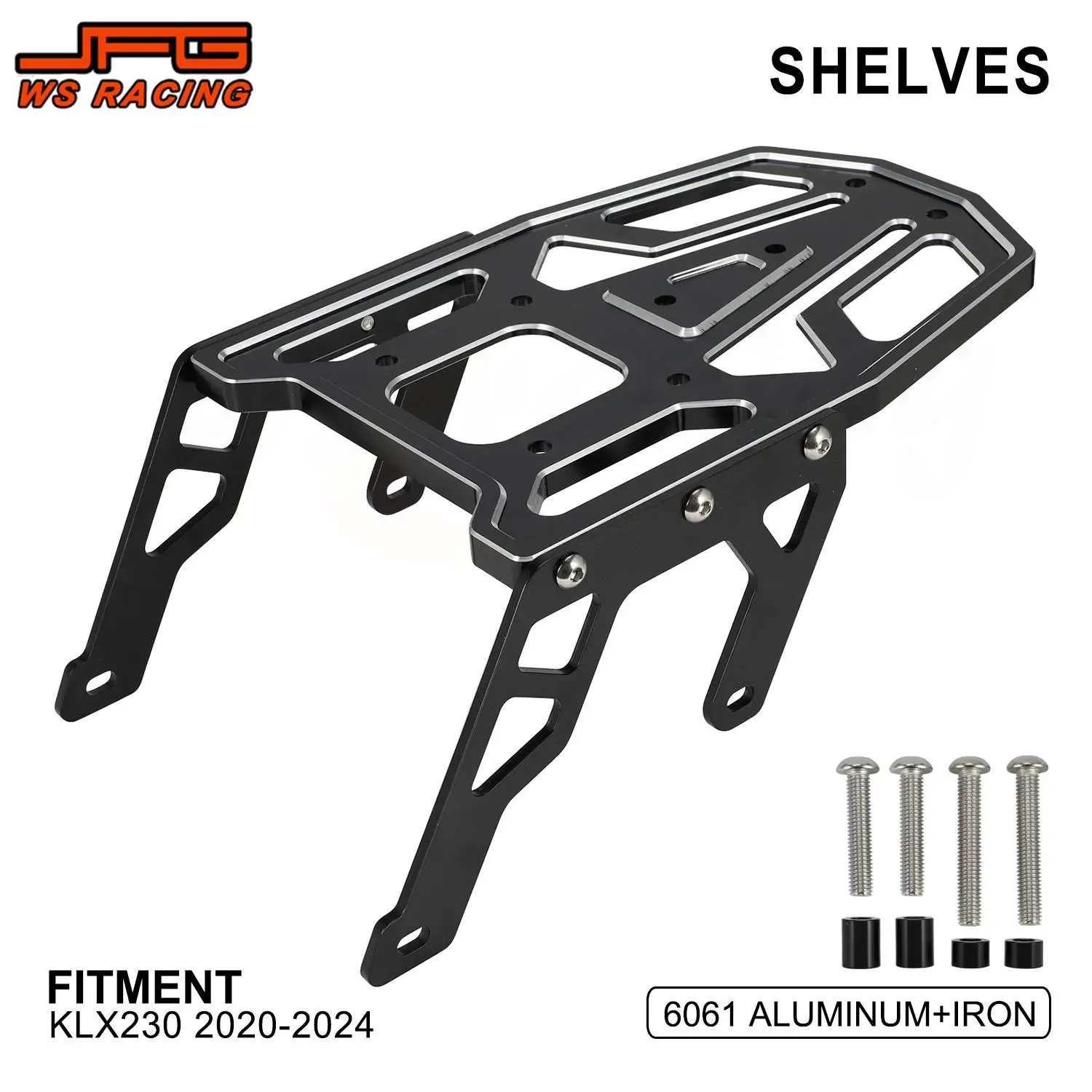 Rear Luggage Rack Shelf Bracket Motocycles Accessories Black Cargo Rack For Kawasaki KLX230 2020-2024 Dirt Pit Bike Moto Parts