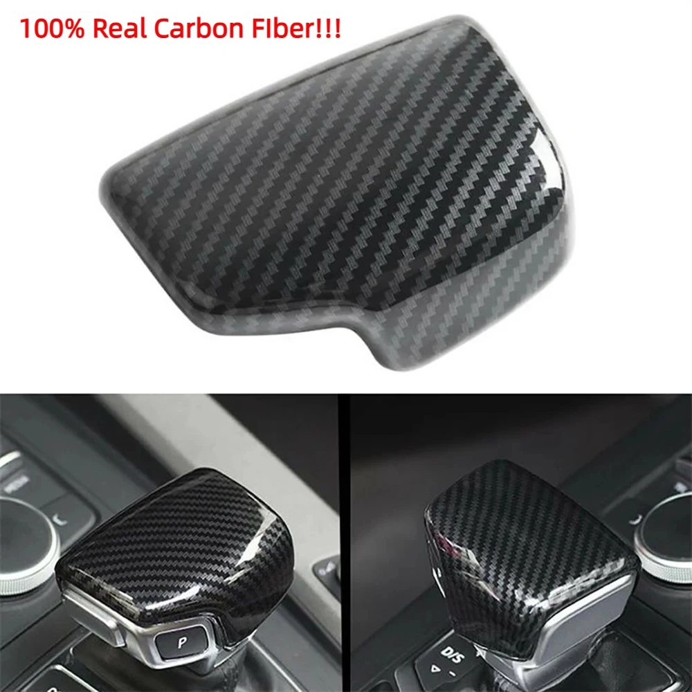 

A4 B9 Real Carbon Fiber Gear Shift Knob For Audi Q7 2016 2017 2018 2019 A5 2017 S4 S5 2018 Shift Handle Cover car sticker