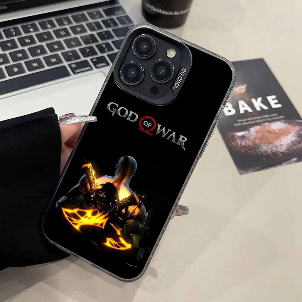 War Kratos Mobile Phone Case for iPhone 16 15 14 13 12 11 X XR XS 8 7 Pro Max Plus Color Silvery Smartphone Cover Cellphones
