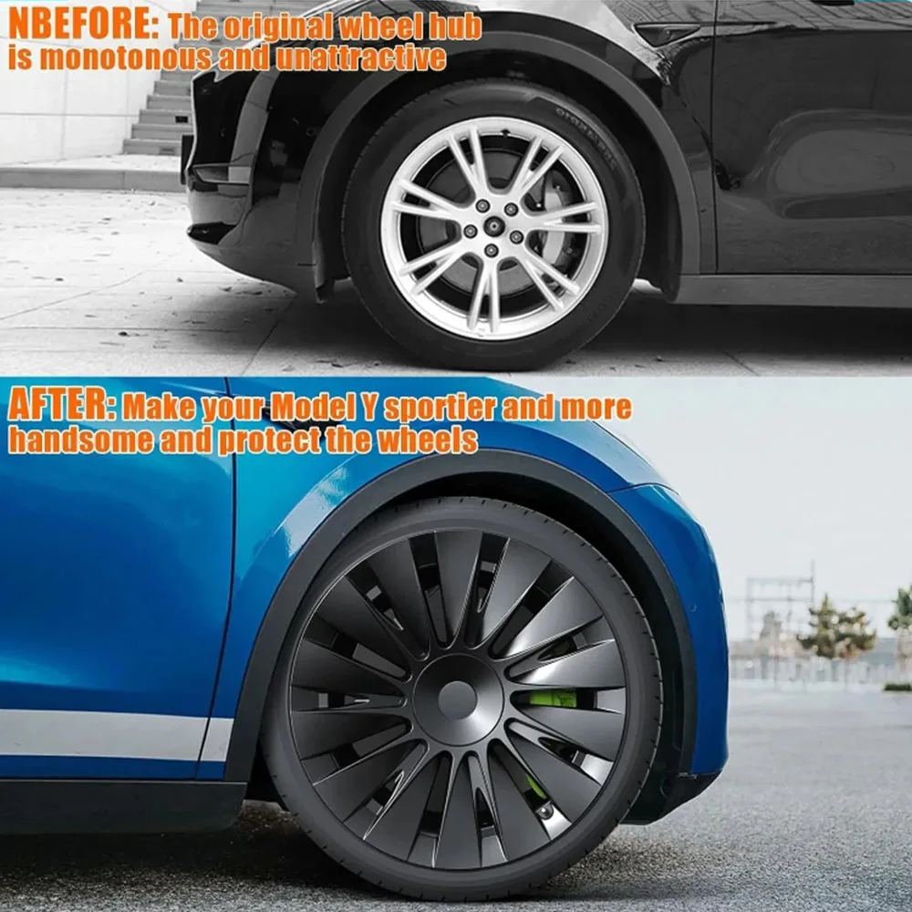 4PCS 19-Inch Wheel Covers For Tesla Model Y 2018-2024 Performance Automobile Replacement Hub Cap Full Rim Cover Accessories