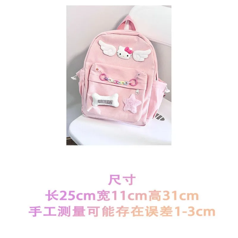 Sanrio Hello Kitty Backpacks Girls School Bags Pink Small Fresh Middle School Student  Back Pack Cute Soft Girl Crossbody Bag