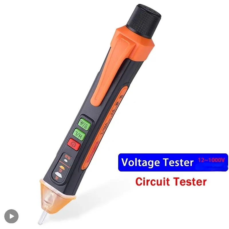 Non-Contact Voltage Tester 12-1000V AC Voltage Checker Pen Orange Smart Circuit Inspection Tool Electricity Measuring Pen