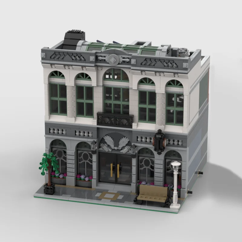 2713 stücke MOC Städtischen Architektur Ziegel Bank Ohne Ecke 32x32 Klassische Finanz Gebäude DIY Bausteine Geburtstag Spielzeug geschenk