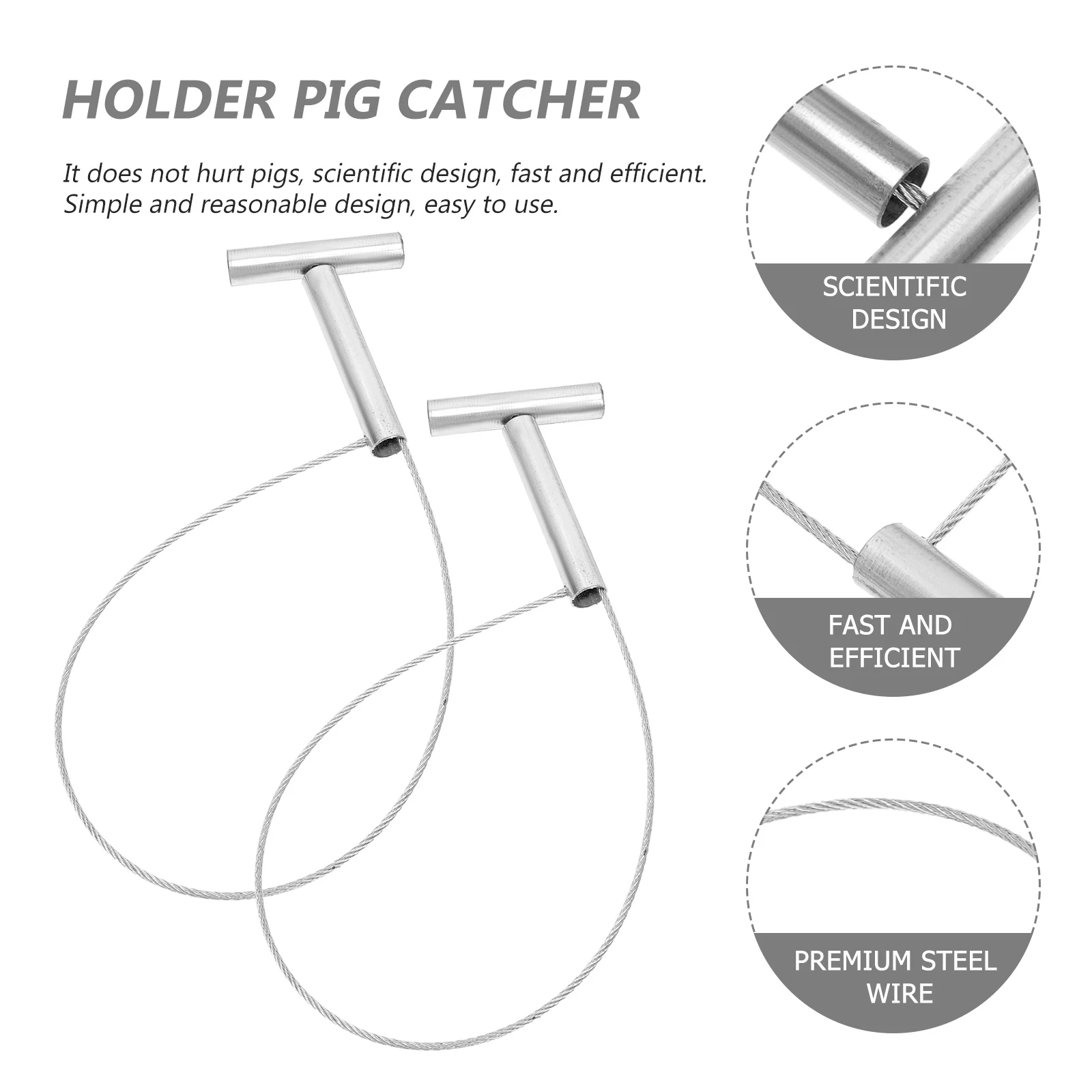 2Pcs Steel Wire Stabilizer Pig Squeezer Strong Rope Catcher for Sampling Swine Management Pig Farm Equipment Farm Accessories