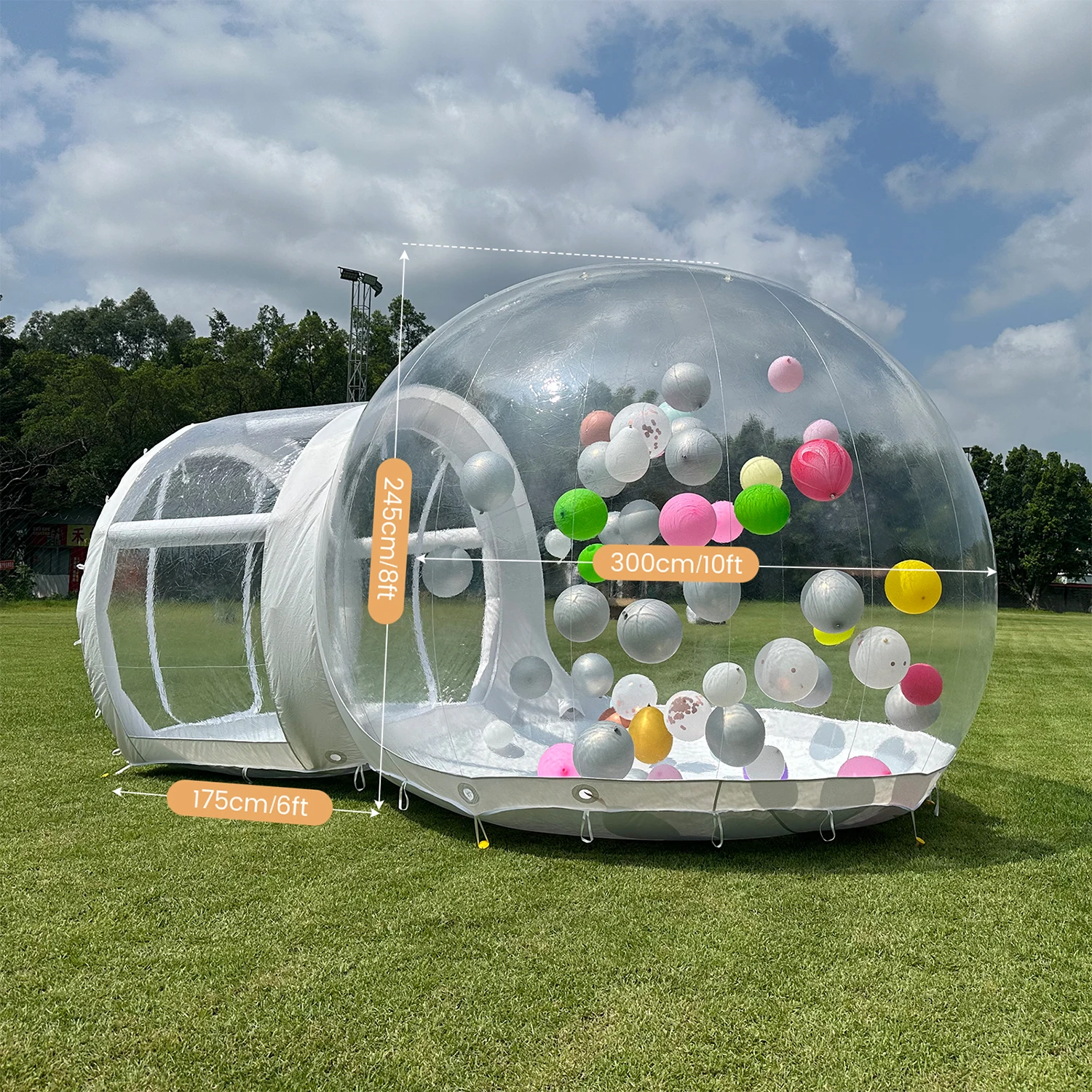 Inflatable 3M 10FT PVC Bubble House Inflatable Chlidren ของเล่นกลางแจ้งปราสาทเชิงพาณิชย์ 750W Air Blower 100 บอลลูน