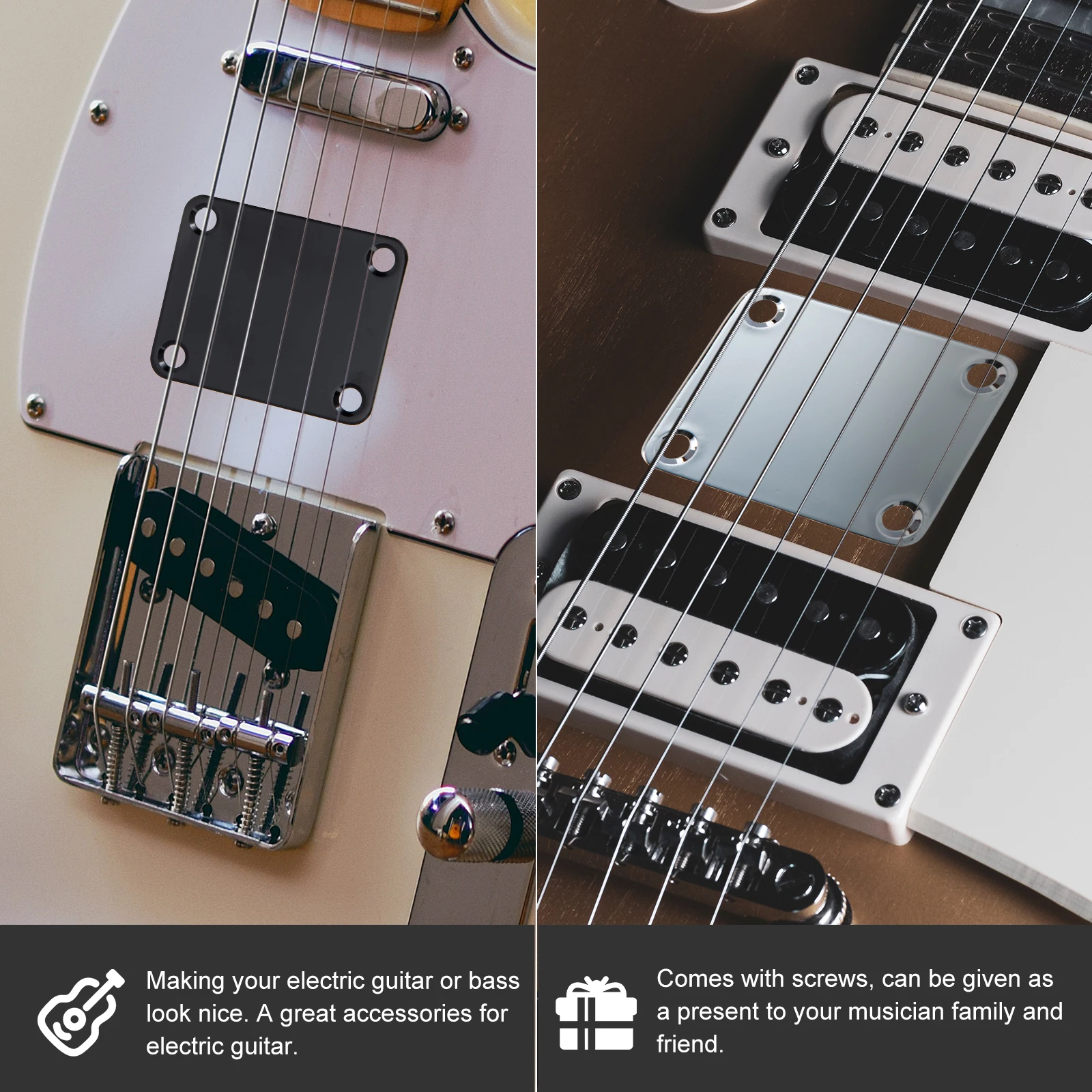 

4 Sets Electric Guitar Reinforcement Board Neck Joint Mounting Plate Metal Part Replacement Plates Bass Square