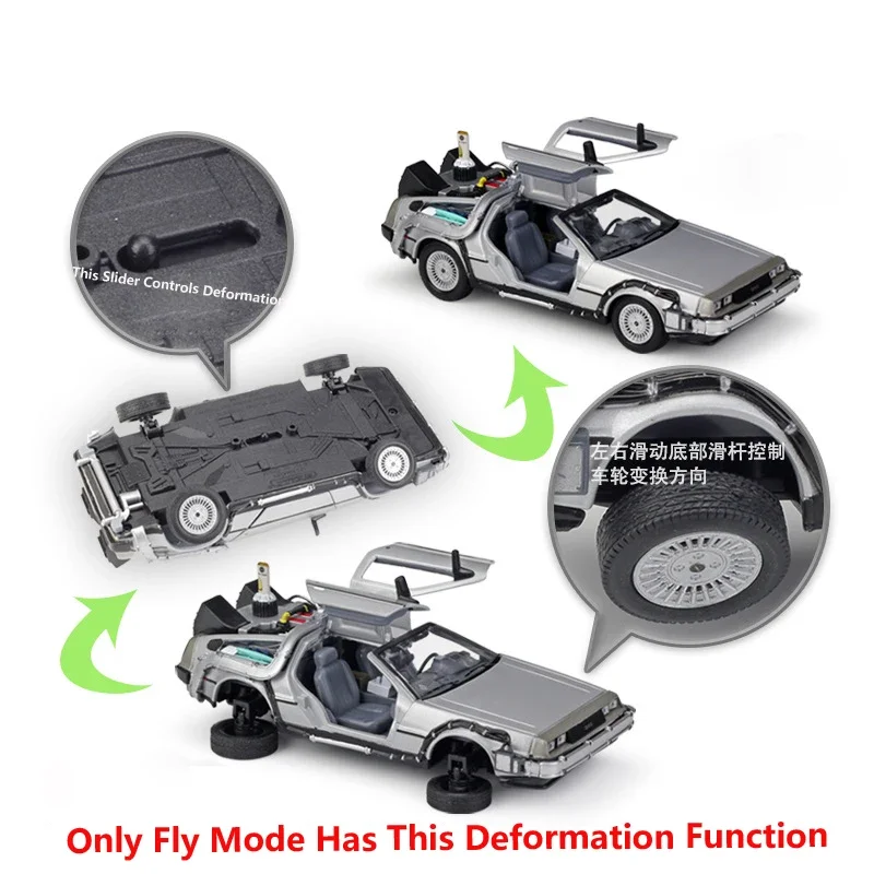 WELLY Diecast 1:24 Scale Model Car Toy Delorean For Movie Back to The Future Part 1/2/3 DMC-12 Metal Alloy Toy Car For Kids Gift