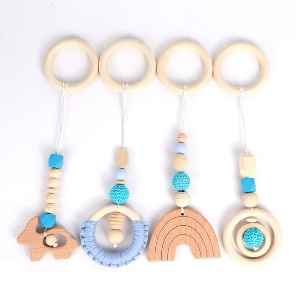 

Creative Sensory Wooden Beech Activity Gym Frame Rabbit Crochet Baby Gym Toys Play Frame Ring-pull Toy Pendant Help Baby Stand