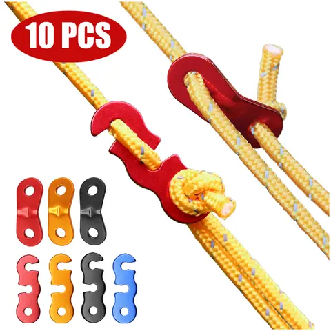 10 PCS 캠핑 텐트 로프 버클 알루미늄 합금 Adjutsable 텐셔너 패스너 키트 야외 캠핑 타포린 고정 액세서리